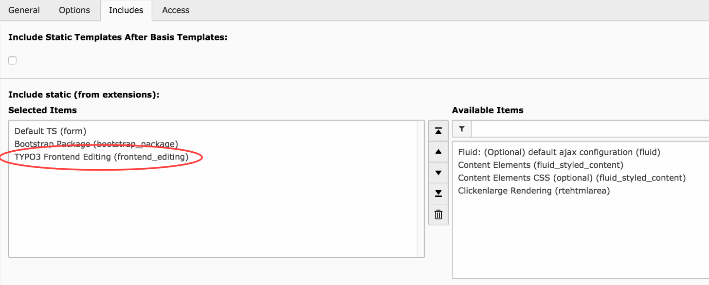 Configure EXT:frontend_editing