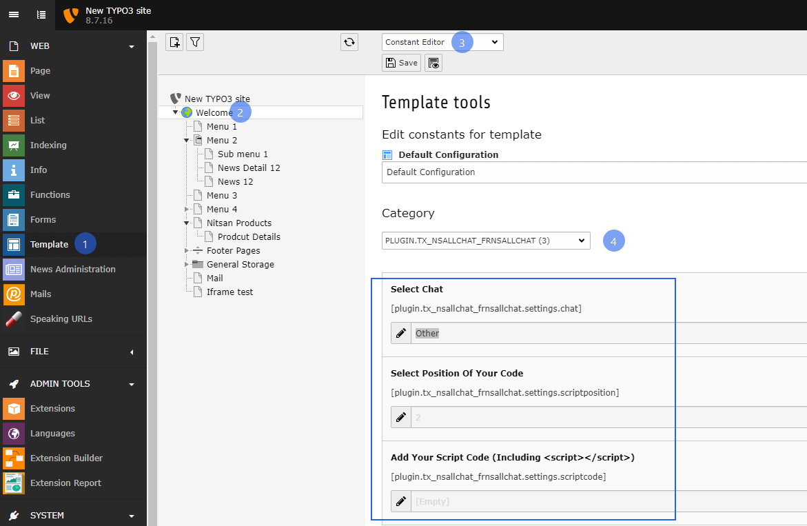 Setup all the configuration of Live chat