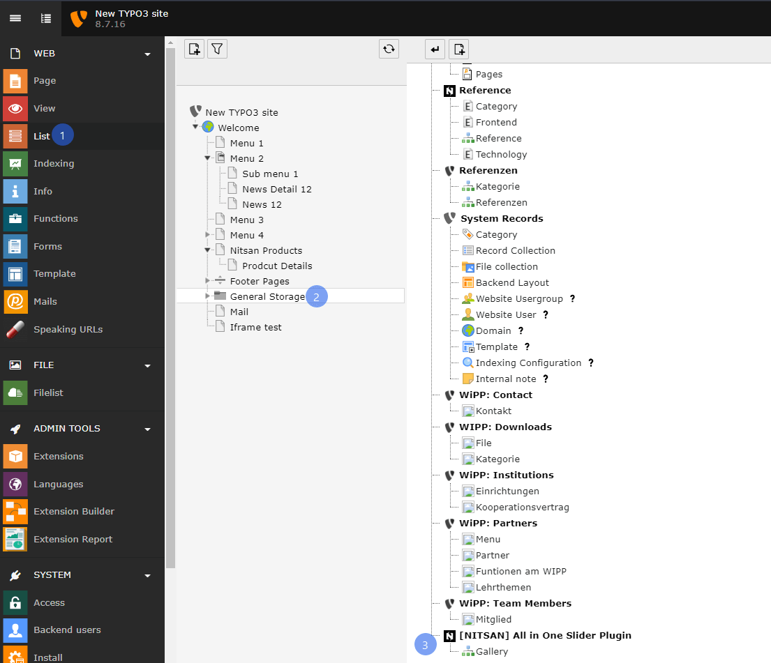 Open the General storage and click on Create new record