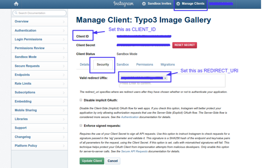 Go to "Manage Clients"