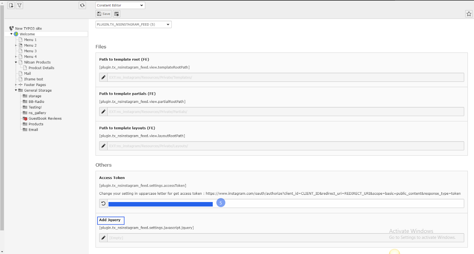 Add Access Token and Add Jquery (Optional) in it
