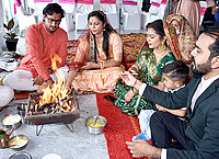 With the Hindu tradition, Ganesh Pooja and Havan took place with chanting to god